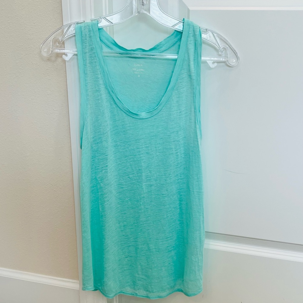 J. Crew Linen Tank Seafoam Blue